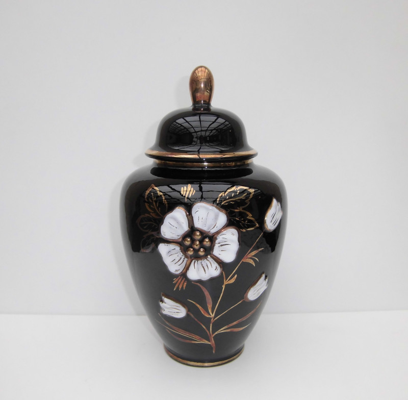 Deckelvase Kobalt Dekor Lydia handgemalt  gebraucht
