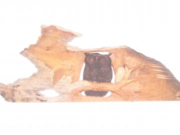 Eule Relief aus Teak Holz handgeschnitzt 56 x 24 cm