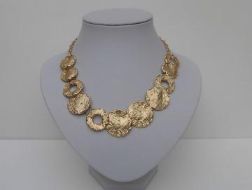 Halskette Collier vergoldet mit großen fein verzierten Elementen