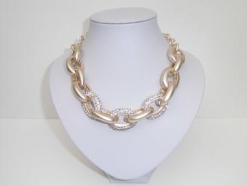 Halskette Collier goldfarbig pompös mit Kristall besetzten Elementen