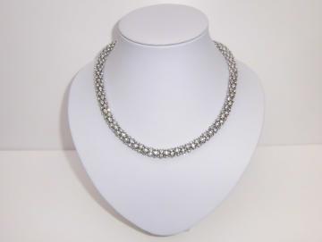 Halskette Collier rundum mit weißen Kristallen besetzt mit Magnetverschluss 46 cm lang