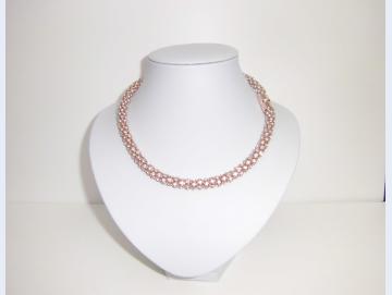 Halskette Collier Farbe rotgold rundum mit weißen Kristallen besetzt mit Magnetverschluss 46 cm lang