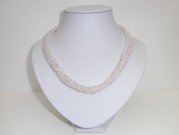 Halskette Collier silberfarbig mit Miniperlen besetzt 48 cm lang