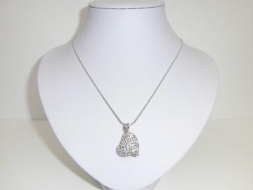 Halskette mit Kristall besetztem Herz 47 cm lang
