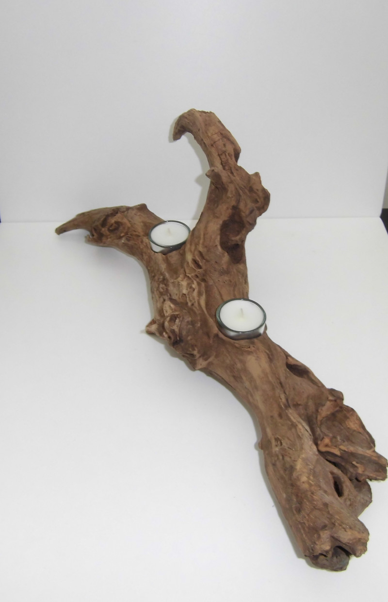 Teelichthalter Wurzel aus Teakholz ca. 50 cm breit und ca. 11 cm tief