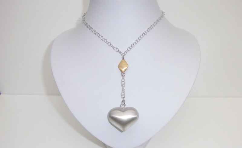 Halskette Gliederkette mit Herz 925 Sterling Silber 45 cm lang