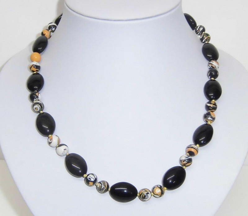 Edelsteinkette Achat schwarz 45 cm lang