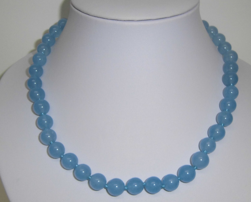 Edelsteinkette Aquamarin 44 cm lang