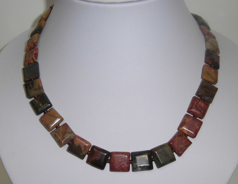 Edelsteinkette Picasso-Jaspis 44 cm lang