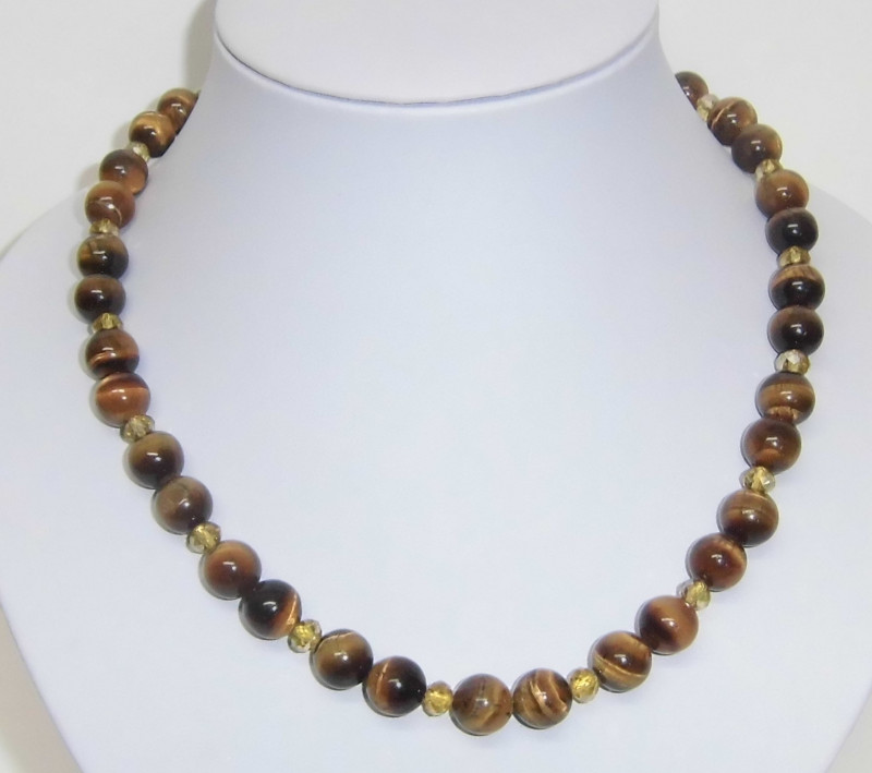 Edelsteinkette Tigerauge 44 cm lang