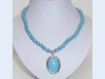 Edelsteinkette Türkis mit Anhänger 45 cm lang
