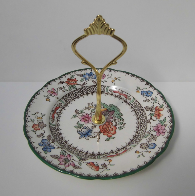 Gebäckschale Etagere einstufig Copeland Spode Chinese Rose gebraucht