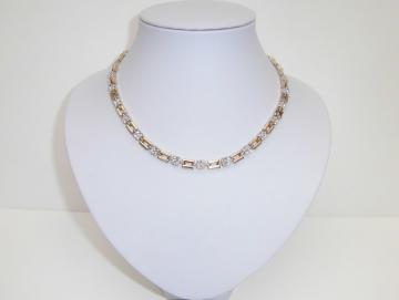 Halskette Collier, Messing vergoldet, mit Kristall 42 cm lang