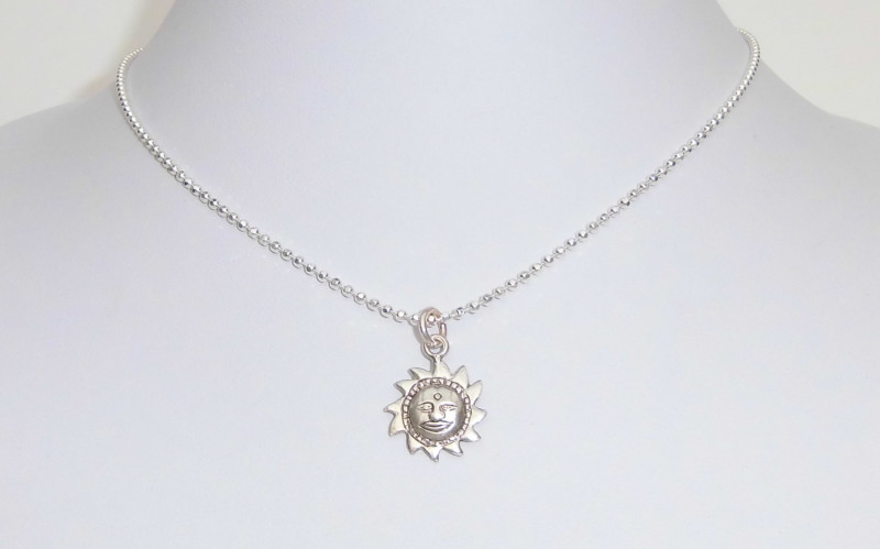 Halskette mit Sonne 49 cm lang 925 Sterling Silber