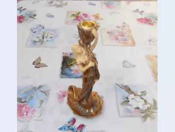 Kerzenständer Frauen Figur goldfarbig