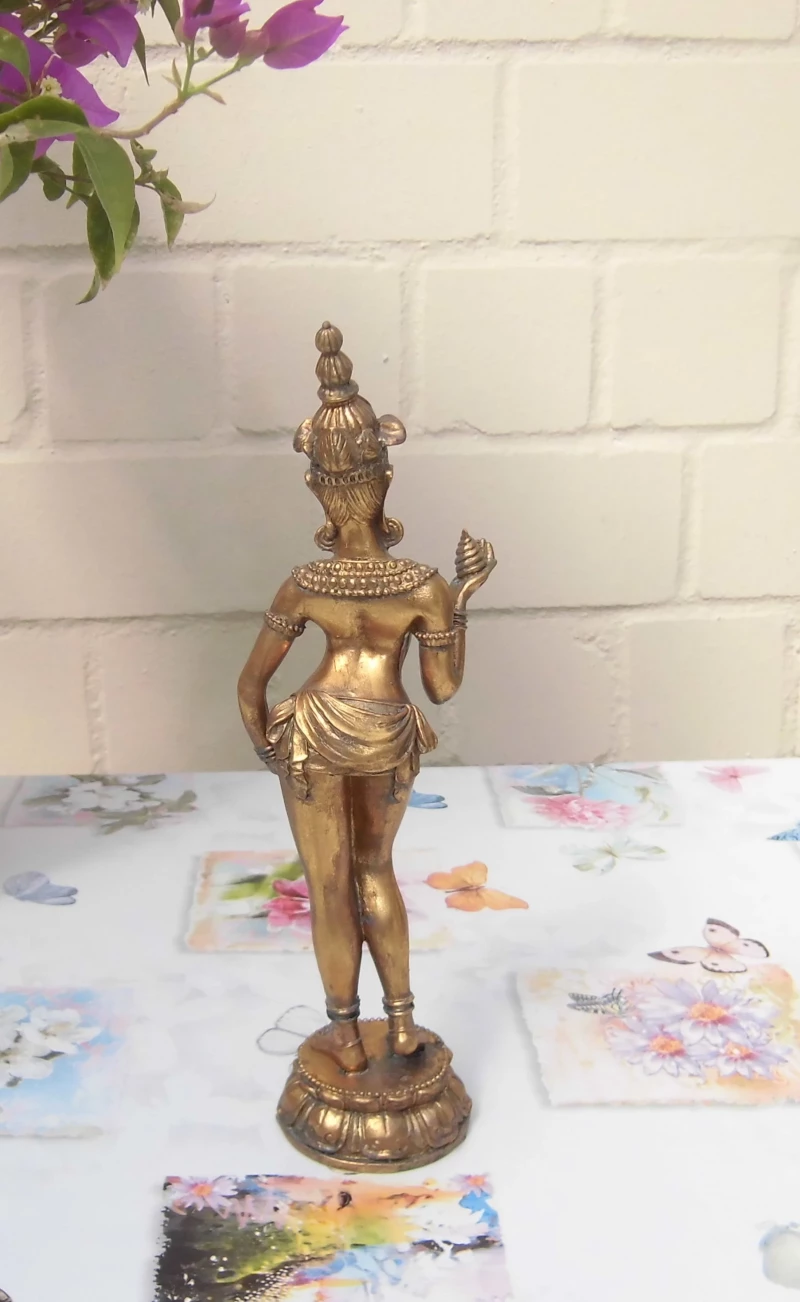 Tempeltänzerin aus Kunststein goldfarbig 29 cm hoch