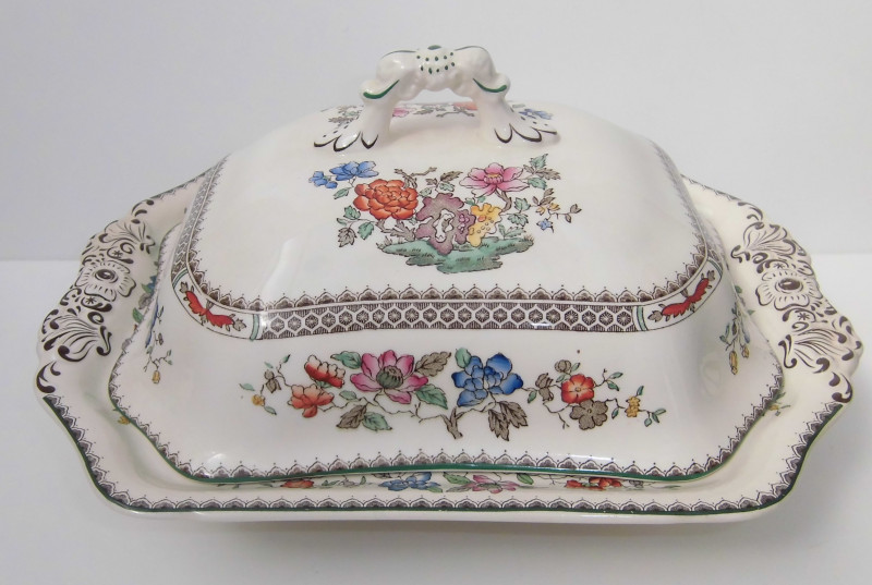 Terrine mit Deckel von Spode Chinese Rose gebraucht